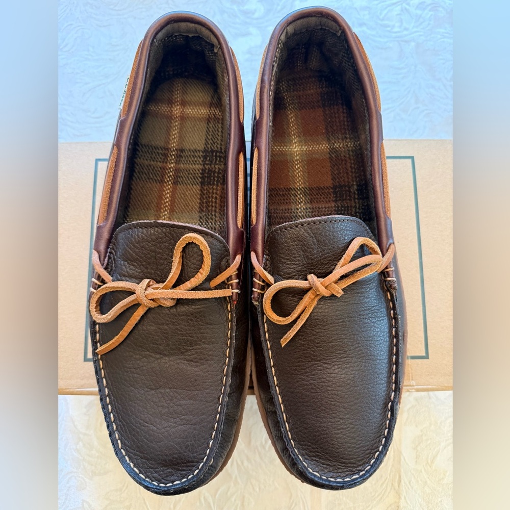 L.L. Bean Men's Handsewn Slippers, Flannel-Lined - new in box